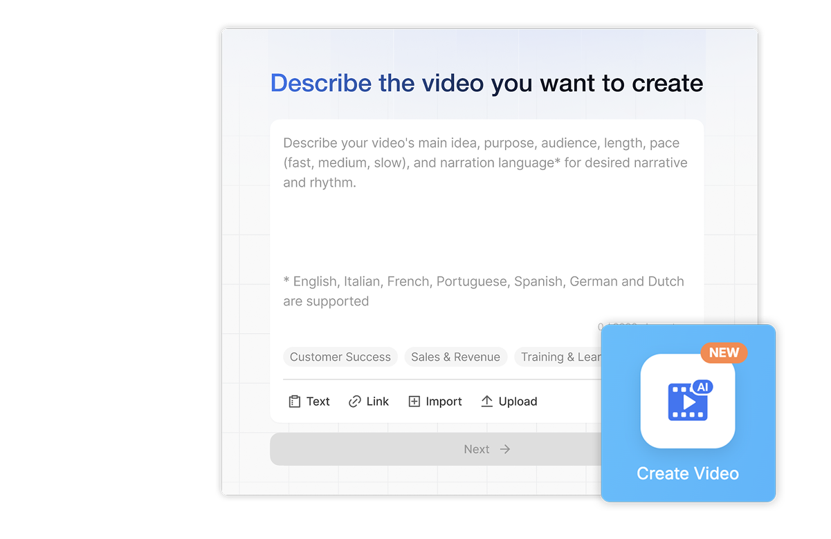 Start your new video project in Visla by clicking on 'Create Video' to begin with free video stock options.